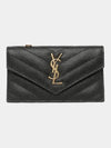 Cassandre Matelasse Fragment Emboss Leather Flap Card Wallet Black - SAINT LAURENT - BALAAN 4