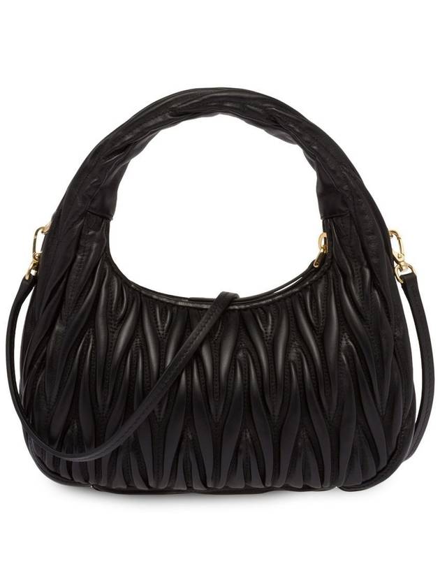 Wander Matelasse Nappa Leather Mini Hobo Tote Bag Black - MIU MIU - BALAAN 4