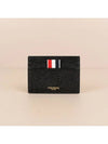 Stripe Note Compartment Pebble Grain Leather Card Wallet Black - THOM BROWNE - BALAAN 2