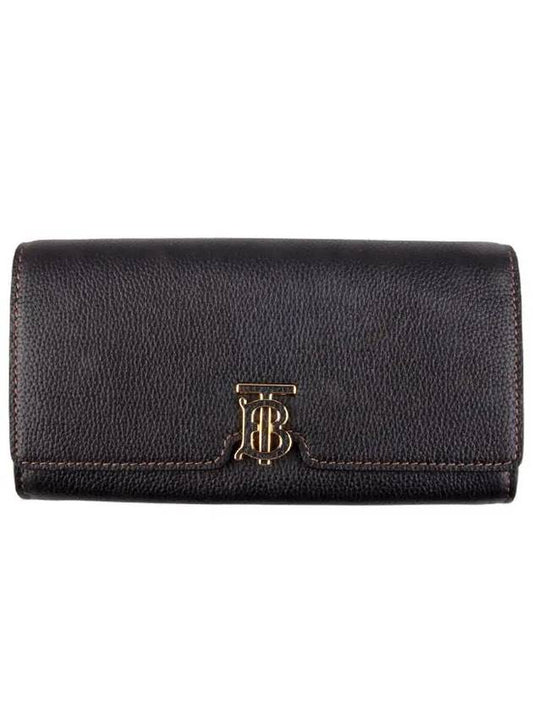 TB Logo Grainy Leather Continental Long Wallet Black - BURBERRY - BALAAN 2