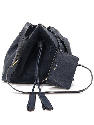 HH5869 Navy Silky Calfskin Suede Trimming Small Millie Bucket Bag Shoulder - MULBERRY - BALAAN 1