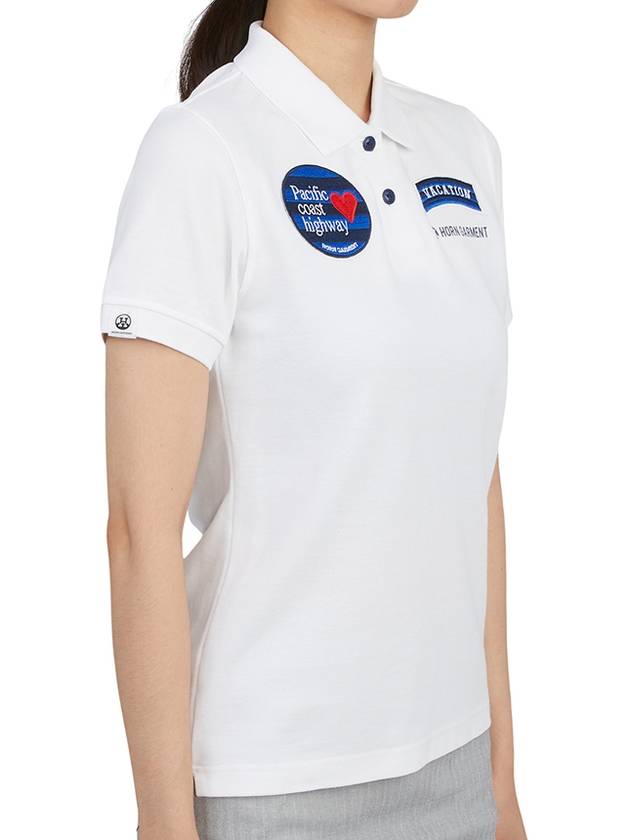 Women's Goody Emblem Short Sleeve PK Shirt White - HORN GARMENT - BALAAN 4