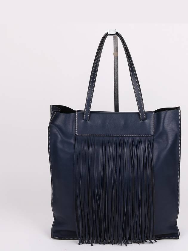 Navy leather tassel decorated medium shoulder bag - TOD'S - BALAAN 4