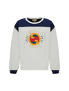 1921 Logo Print Cotton Jersey Sweatshirt Ivory Blue - GUCCI - BALAAN 2