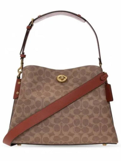 Willow Signature Canvas Shoulder Bag Brown - COACH - BALAAN 2