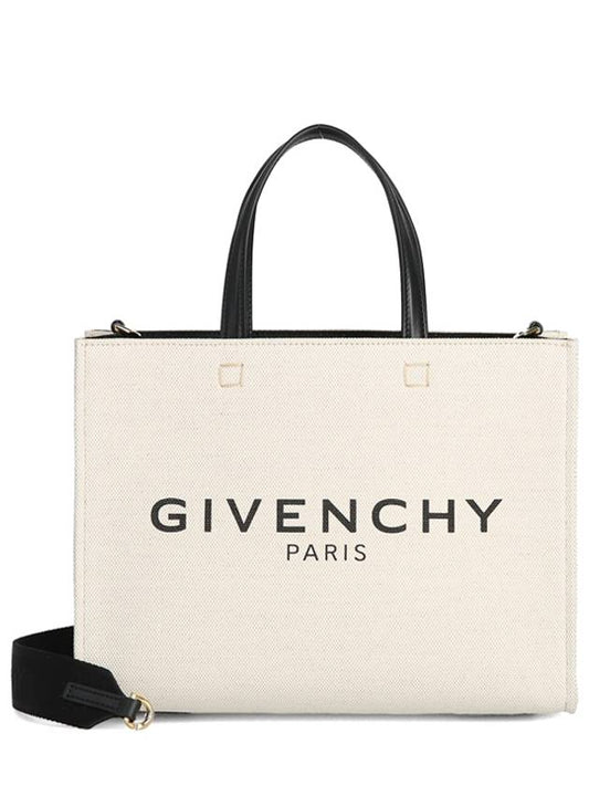 Small Canvas Tote Bag Beige Black - GIVENCHY - BALAAN 2