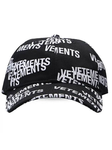 All-Over Logo Cotton Ball Cap Black - VETEMENTS - BALAAN 1