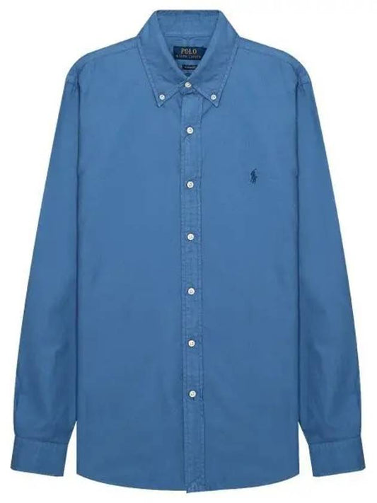 Embroidered Pony Logo Oxford Long Sleeve Shirt Blue - POLO RALPH LAUREN - BALAAN.