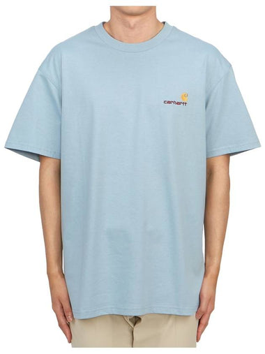 American Script Short Sleeve T-Shirt Light Blue - CARHARTT WIP - BALAAN 1