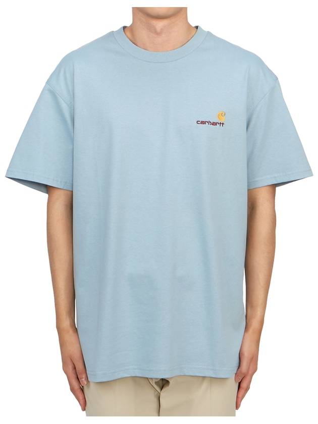 American Script Short Sleeve T-Shirt Light Blue - CARHARTT WIP - BALAAN 1