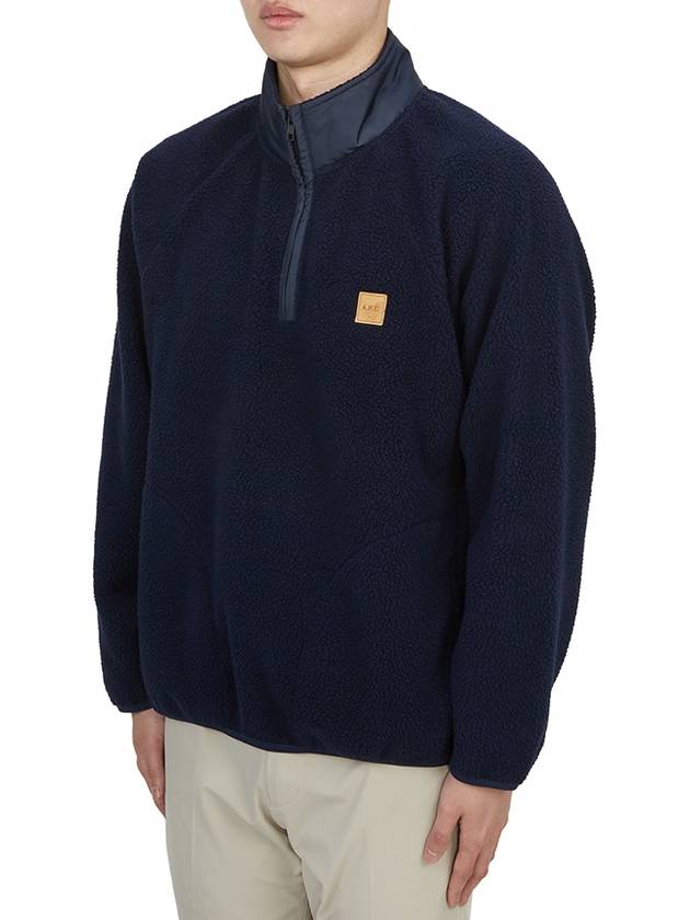 Logo Applique Fleece Sweatshirt Navy - A.P.C. - BALAAN 3