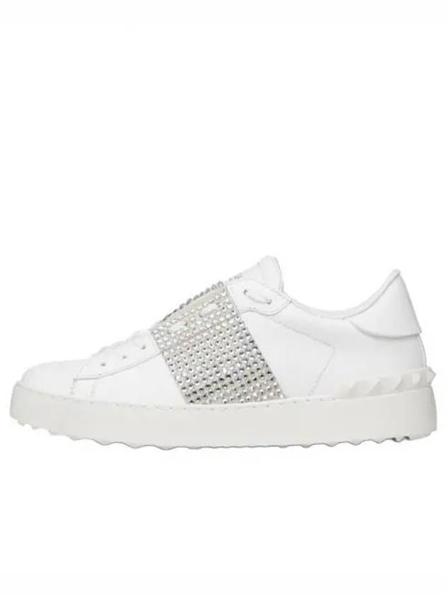 Crystal Low-Top Sneakers White Silver - VALENTINO - BALAAN 2