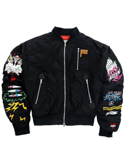 Embroidered Graphic Nylon Bomber Jacket Black - GRAPHISTE MAN.G - BALAAN 2