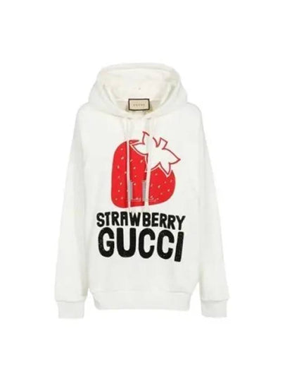 Strawberry Cotton Hoodie White - GUCCI - BALAAN 2