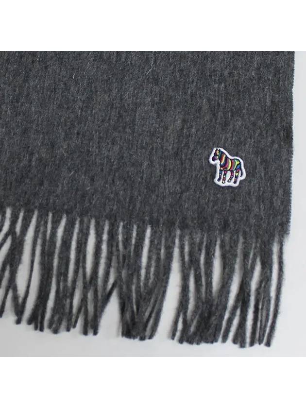 Zebra ZEBRA Logo Patch Lambswool Muffler Gray - PAUL SMITH - BALAAN 5