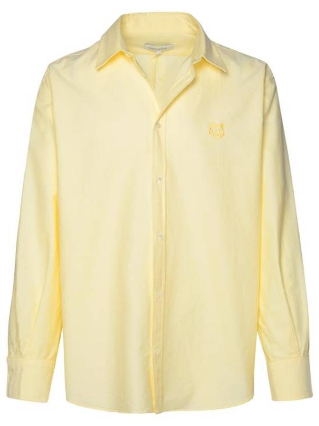 Contour Fox Head Embroidery Cotton Long Sleeve Shirt Yellow - MAISON KITSUNE - BALAAN 1