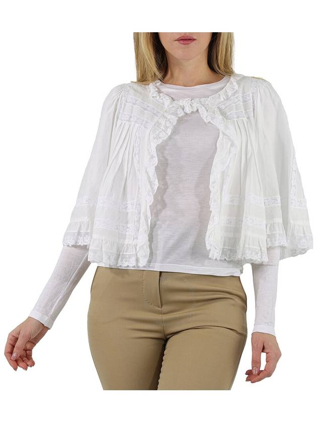 Burberry Natural White Lace Detail Ruffle Cape Overlay Top, Brand Size 8 (US Size 6) - BURBERRY - BALAAN 2