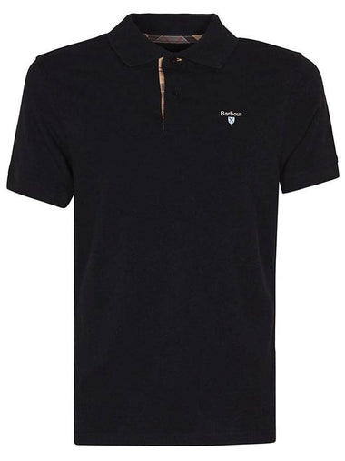 Tartan Pique Short Sleeve Polo Shirt Navy - BARBOUR - BALAAN 1