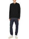 Logo Patch Crew Neck Wool Knit Top Black - STONE ISLAND - BALAAN 4