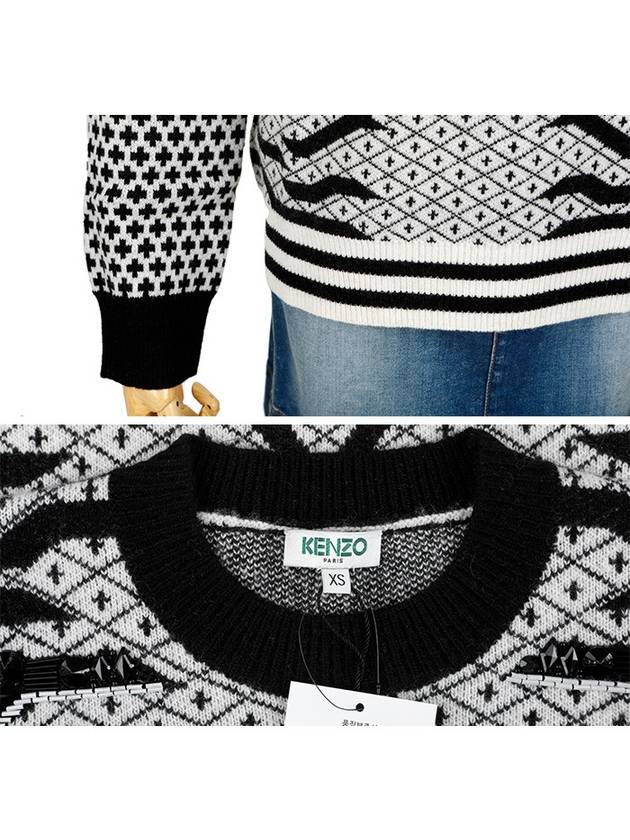 2TO555 830 99 Black and White Sweater Women’s Knit - KENZO - BALAAN 5