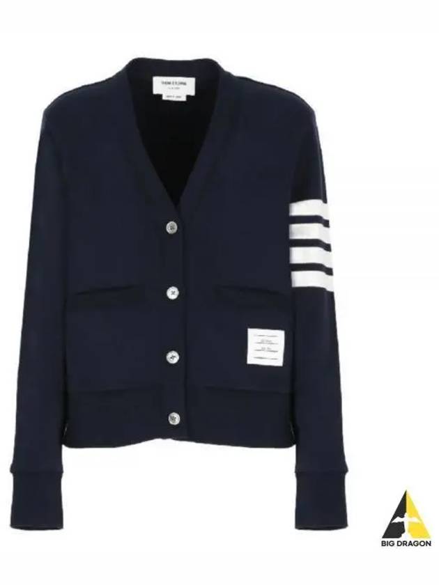 4-Bar Loopback Jersey Cardigan Navy - THOM BROWNE - BALAAN 2