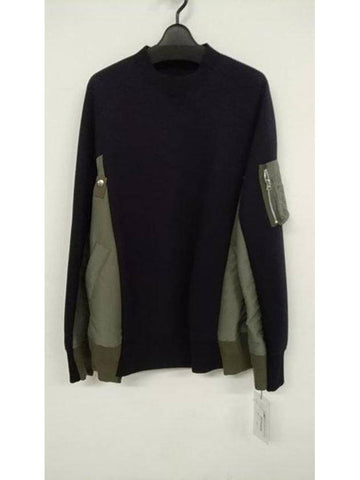 Sponge Sweatshirt Khaki Navy - SACAI - BALAAN 1