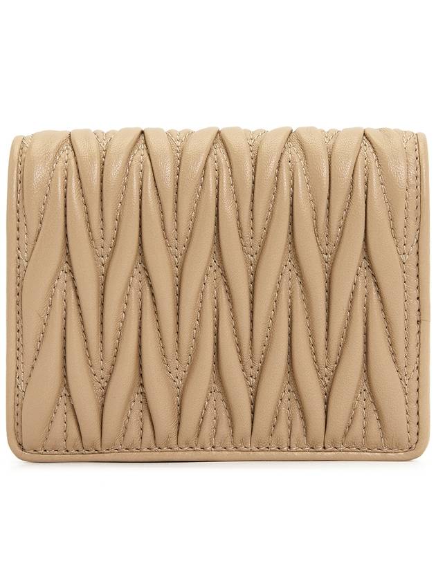 Matelasse Leather Half Wallet Beige - MIU MIU - BALAAN 3