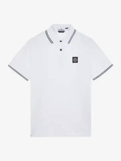 Stretch Cotton Pique Short Sleeve Polo Shirt White - STONE ISLAND - BALAAN 2