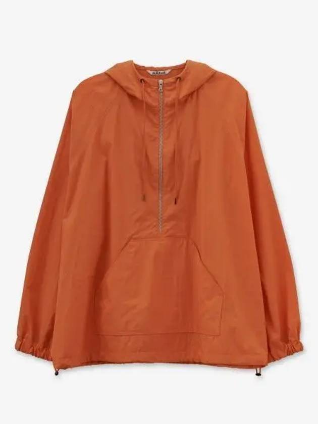 Washed Cotton Weather Zip up Hood Orange A23SB01NWORANGE - AURALEE - BALAAN 1