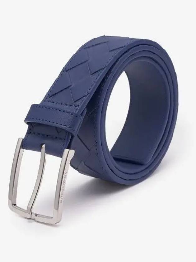 Intrecciato Leather Belt Blue - BOTTEGA VENETA - BALAAN 2