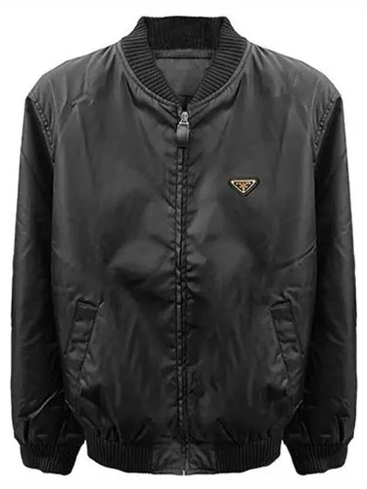 Triangle Logo Re-Nylon Bomber Jacket Black - PRADA - BALAAN 2