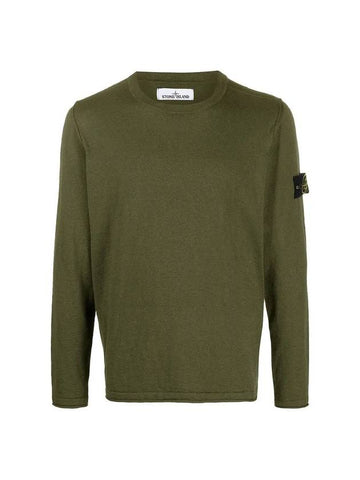 Wappen Patch Crew Neck Knit Top Khaki - STONE ISLAND - BALAAN.