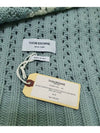 Merino Wool Chunky Pointelle 4 Bar Muffler Blue - THOM BROWNE - BALAAN 4