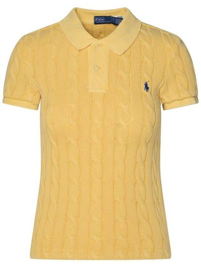 Embroidered Logo Slim Fit Knit Polo Shirt Yellow - POLO RALPH LAUREN - BALAAN 2