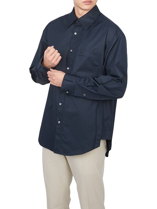 Back Logo Cotton Long Sleeve Shirt Navy - WOOYOUNGMI - BALAAN 5