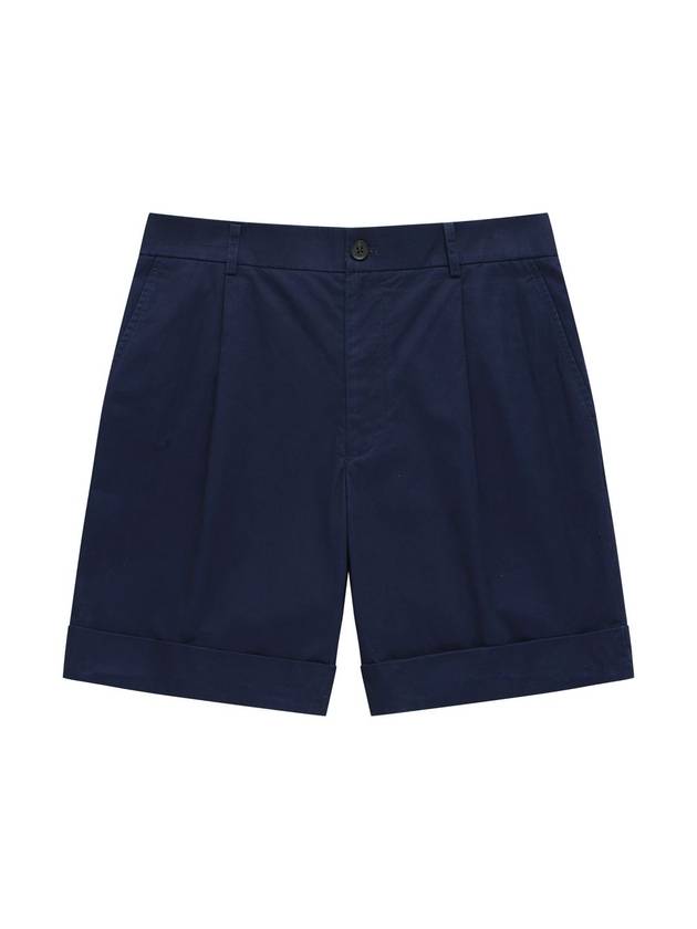 Cotton One-Tuck Shorts Navy - SOLEW - BALAAN 1