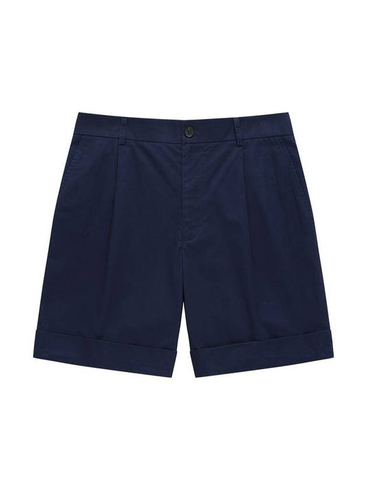 Men's Cotton One-Tuck Shorts Navy SW23EPA02NV - SOLEW - BALAAN 1