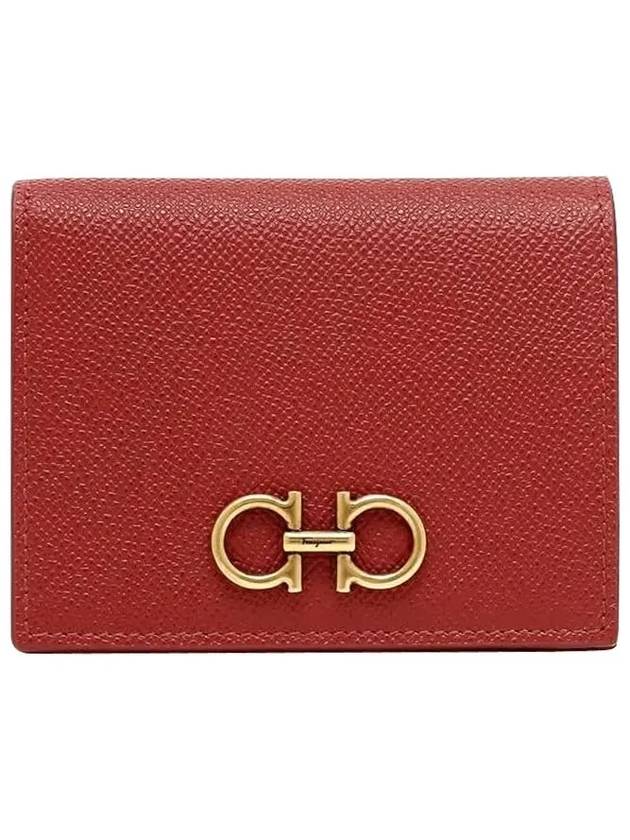 Gancini Compact Half Wallet Red - SALVATORE FERRAGAMO - BALAAN 2