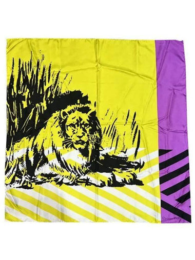 D Jungle Pop Silk Square Scarf Yellow 17617801 270133 1100637 - DIOR - BALAAN 1