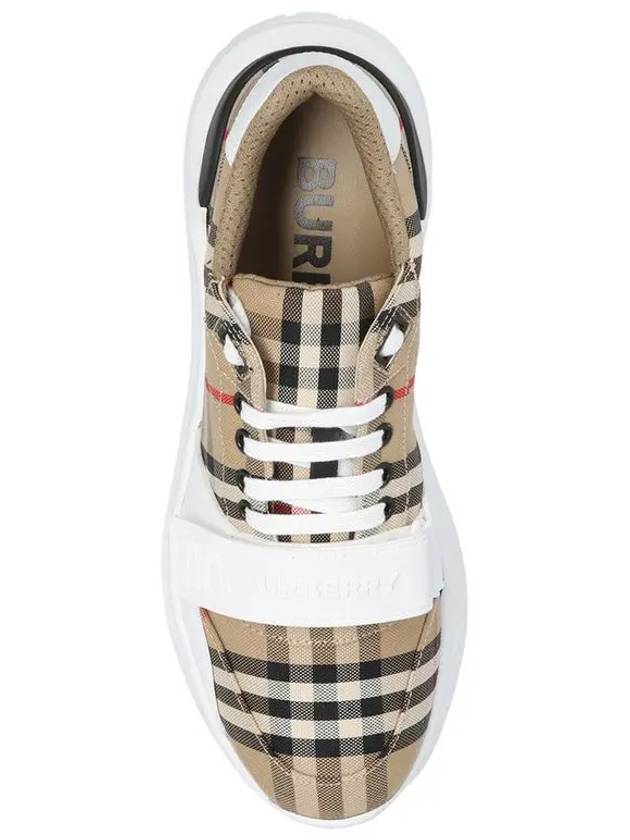 Vintage Check And Leather Sneakers White Archive Beige - BURBERRY - BALAAN 5