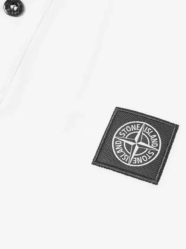 Men's Two Line Wappen Patch Cotton Short Sleeve Polo Shirt White - STONE ISLAND - BALAAN 3