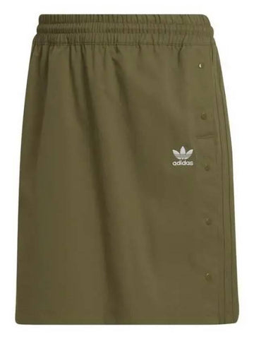 Women's Always Snap Button A-Line Skirt Khaki - ADIDAS - BALAAN.