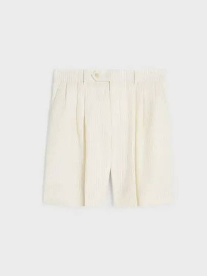 Triple Pleated Masculin Striped Wool Shorts Ivory - CELINE - BALAAN 2