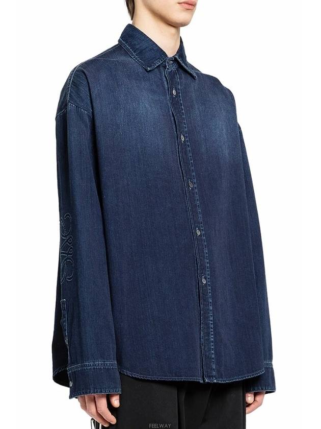 Anagram Denim Long Sleeve Shirt Blue - LOEWE - BALAAN 3