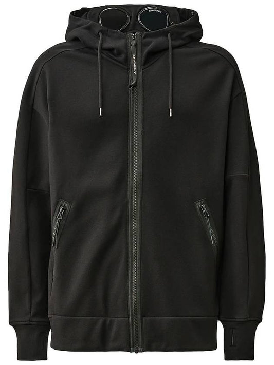 Diagonal Raised Fleece Goggle Zip-Up Hoodie Black - CP COMPANY - BALAAN 2