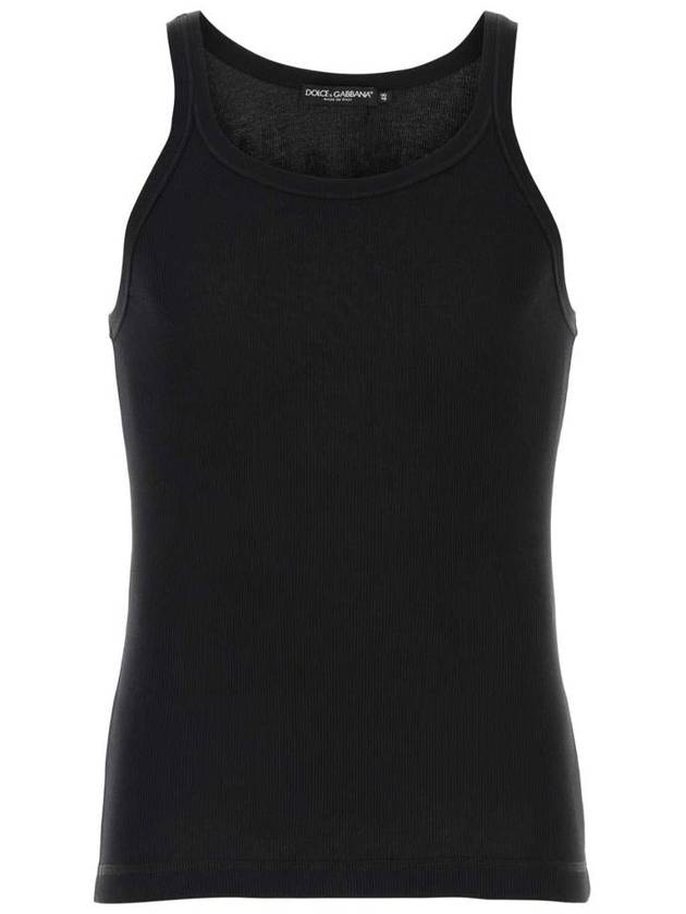 Ribbed Knit Tank Sleeveless Black - DOLCE&GABBANA - BALAAN 2