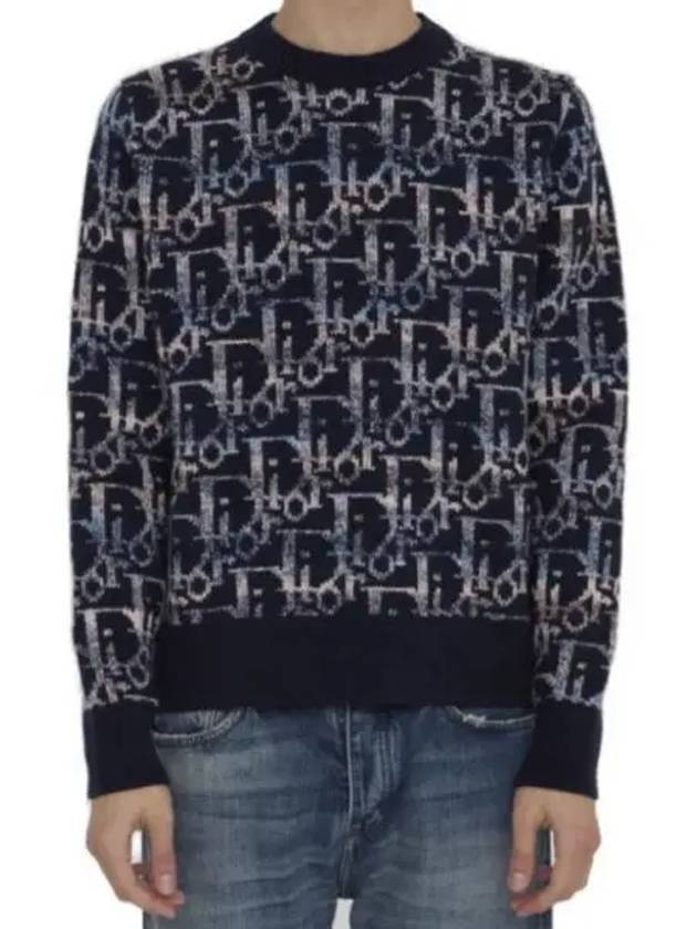 Oblique Jacquard Wool Knit Top Navy - DIOR - BALAAN 2