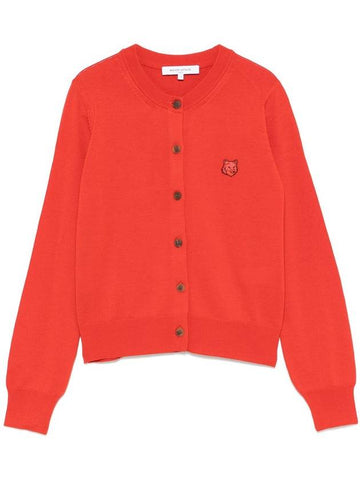 Bold Foxhead Regular Fit Cardigan Red Women s - MAISON KITSUNE - BALAAN 1