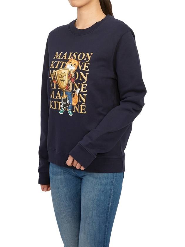 Fox Champion Print Sweatshirt Navy - MAISON KITSUNE - BALAAN 6