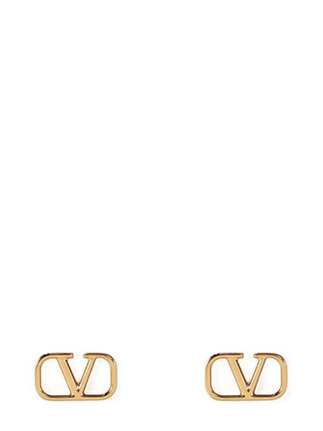 V Logo Earrings Gold - VALENTINO - BALAAN 1